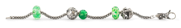 Trollbeads bracelet in green colors and silver beads and clasp