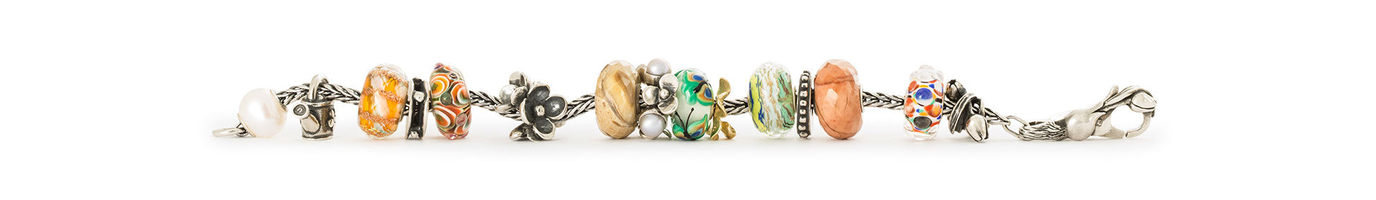 Trollbeads Fuchsschwanz-Armband mit Beads der Blühende Verbindungen Frühlingskollektion