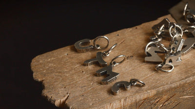 Trollbeads Buchstaben Anhänger auf einem Holzstück