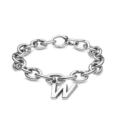 W, Silver Link Charm