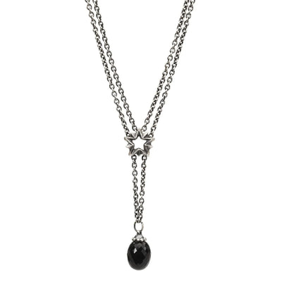 Ein Drei-Loch Trollbeads Bead, Stern der Engel Silberbead an einer schwarzen Onyx-Fantasy Halskette