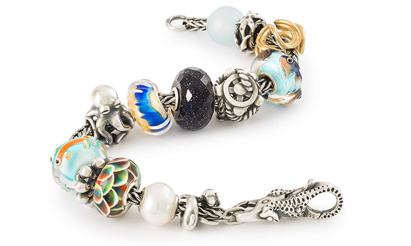 Trollbeads Fuchsschwanz-Armband mit Glas- und Silberbeads aus der Essenz des Lebens Schmuckkollektion