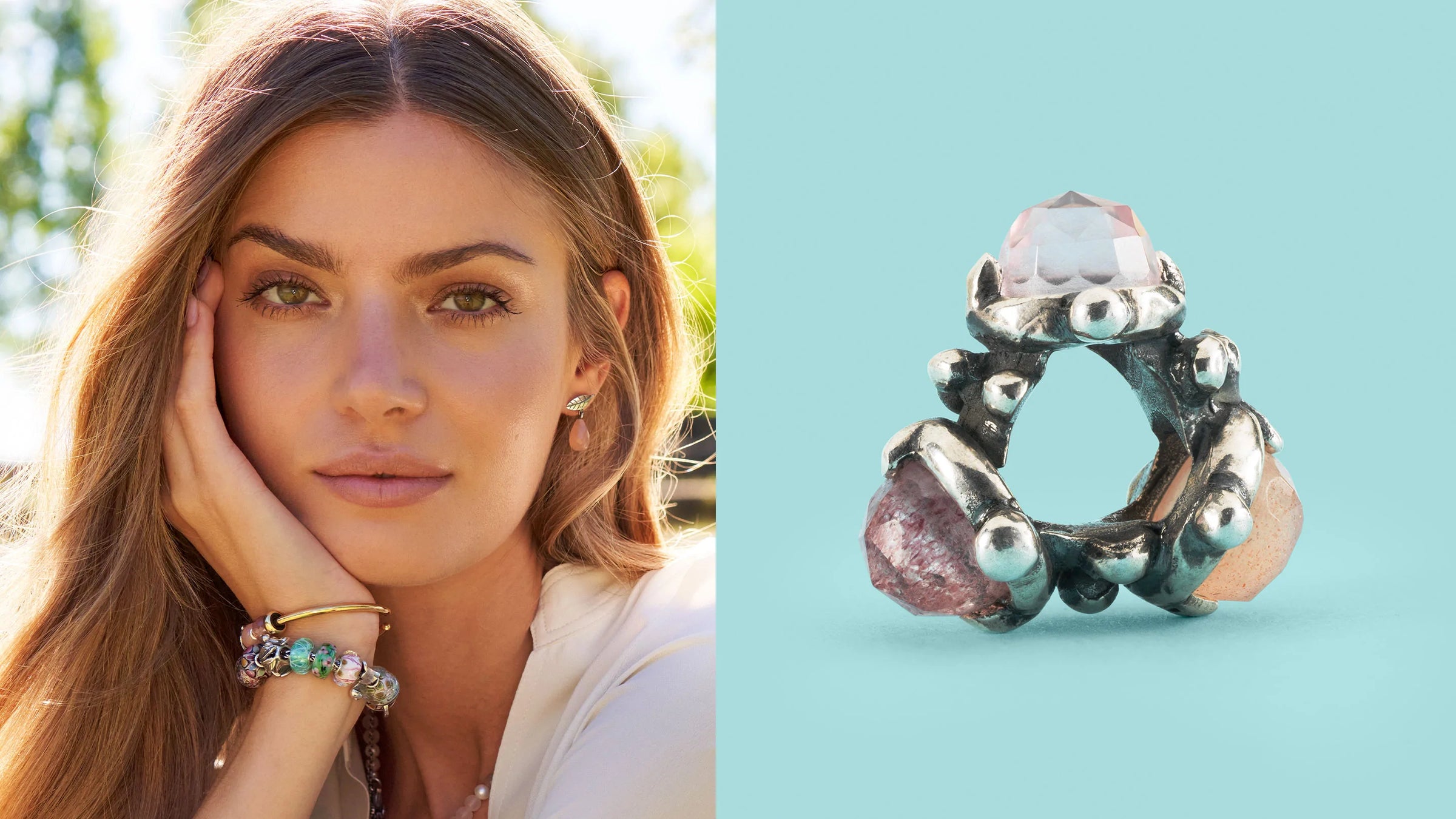 Silber und Edelstein-Schmuck Bead Liebe, Harmonie und Schutz und Model