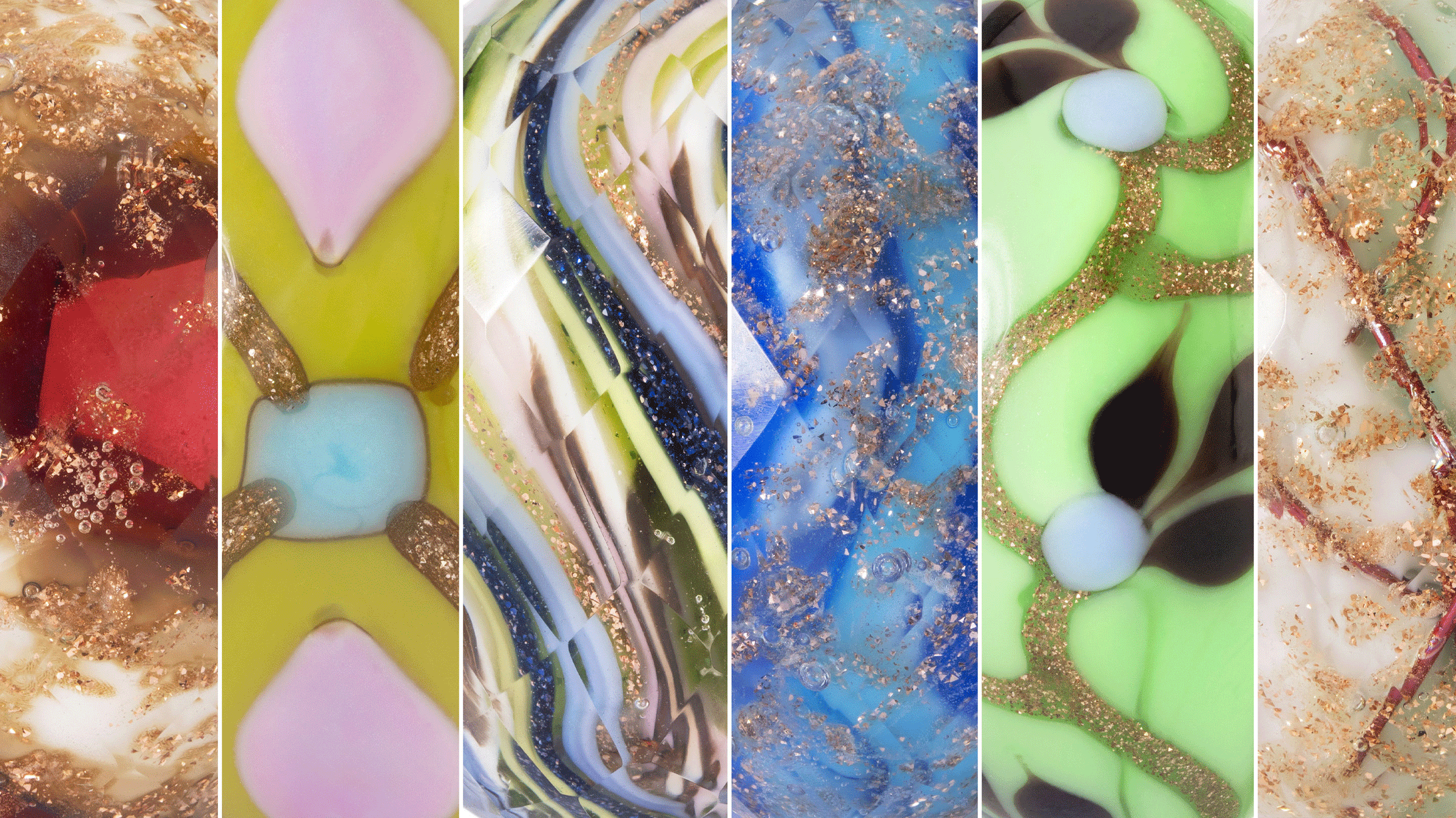 Collage der Limited Edition People's Uniques 2025 Kollektion mit funkelnden und bunten Beads 