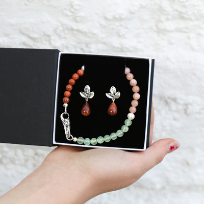 Wiesenschätze Halskette und Ohrring Geschenk Set