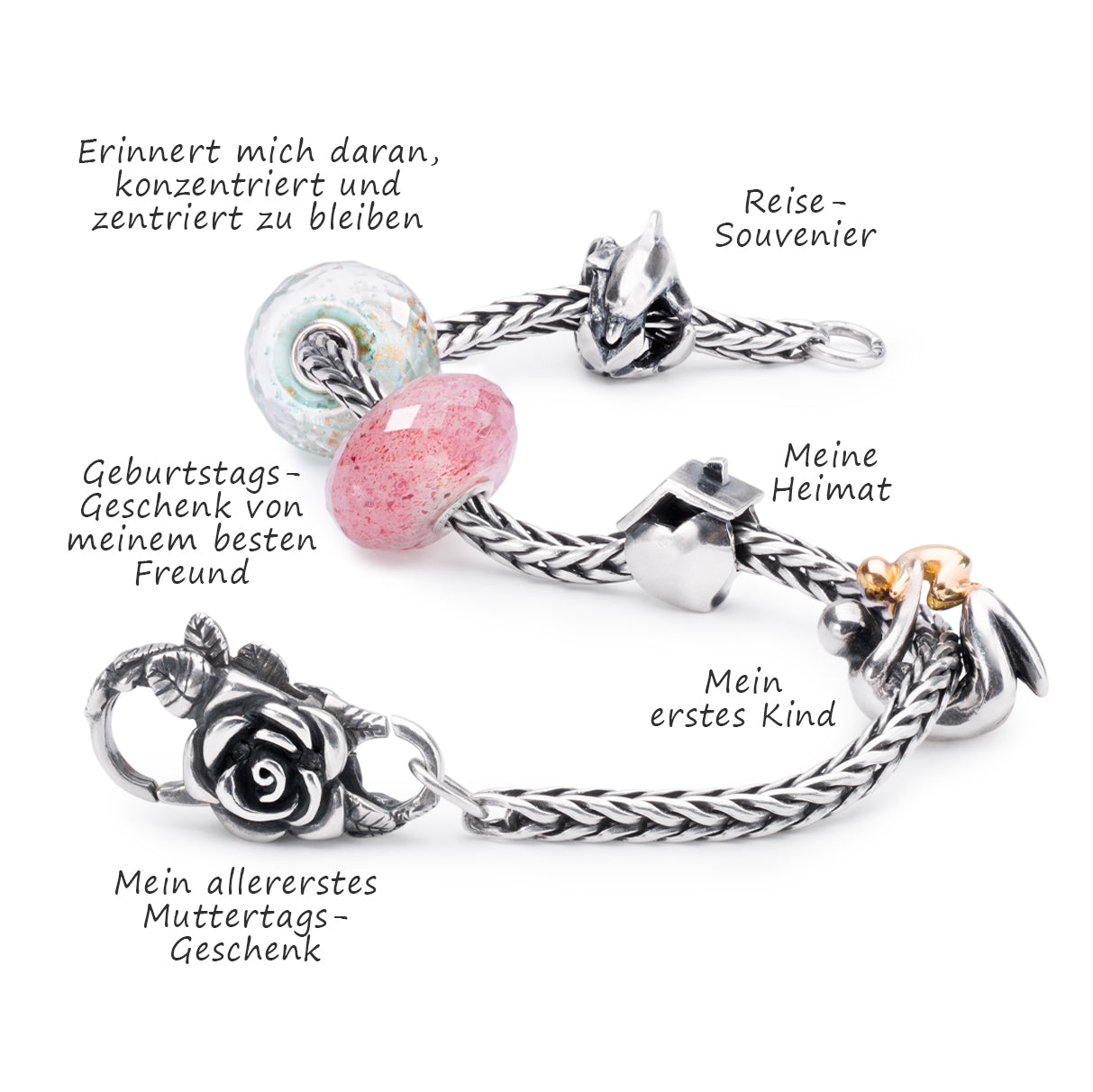 Fuchsschwanz Armband mit vielen Beads und einem Verschluss