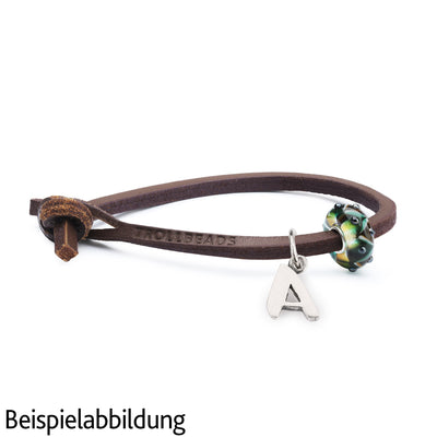 Unique Leder Armband, Zimt mit Buchstaben Anhänger