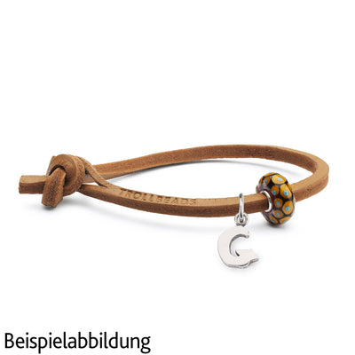 Unique Leder Armband, Senf mit Buchstaben Anhänger