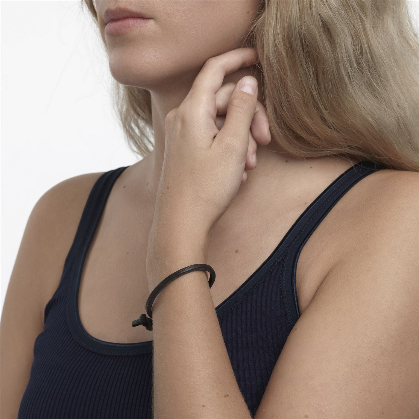 Single Lederarmband, schwarz