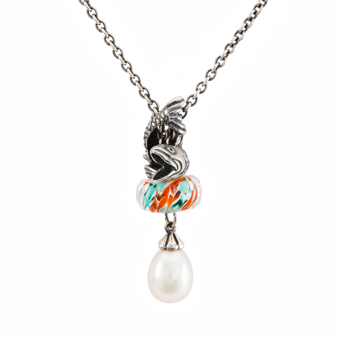 Glücks Koi Fantasy Halskette mit weißer Perle